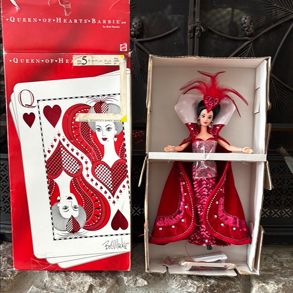 Bob Mackie Queen of Hearts Doll - Red and Silver